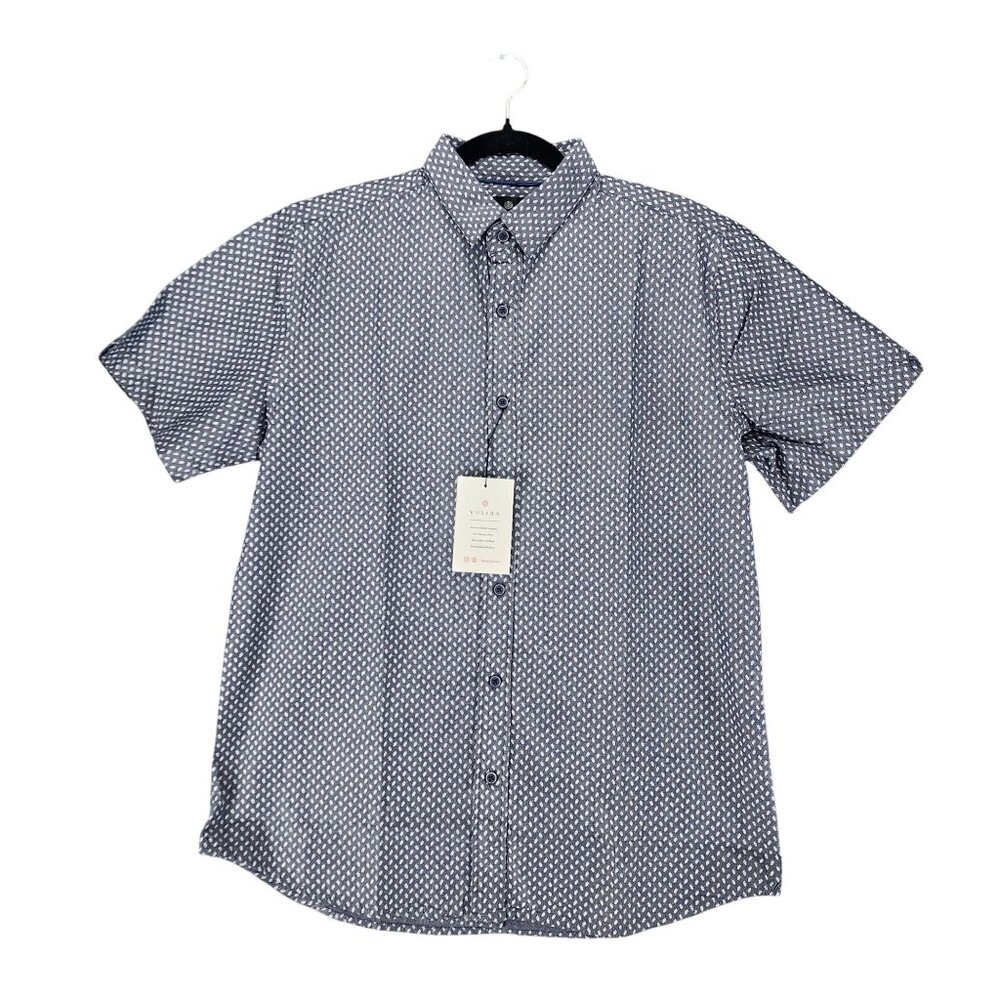 Vustra Shirt Mens Large Blue Short Sleeve Button Up *NWT*